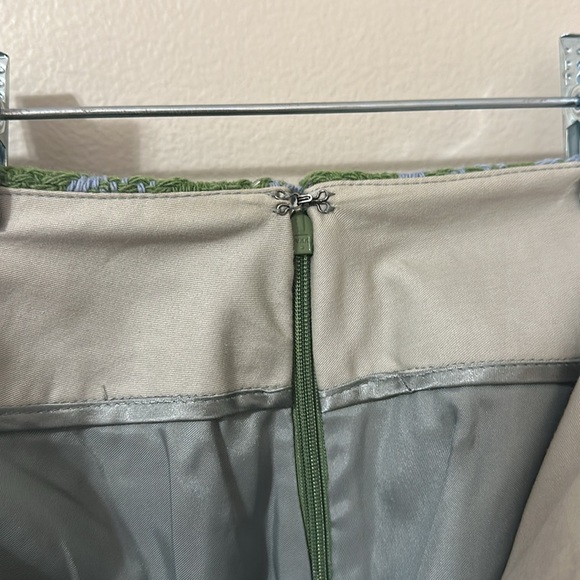 J. Crew Womens Houndstooth Mini Skirt Green & Blue Wool size 4 Preppy Academia - Picture 8 of 9